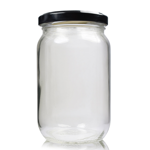 370ml Glass Food Jar & Twist Off Lid - Black