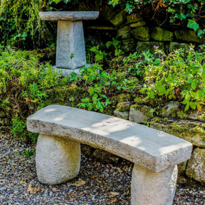 Carved Bench and York Bird Bath Great Value 2 pc Set