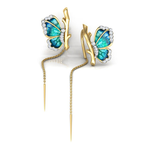 Flutter Blue Butterfly Diamond Sui Dhaga