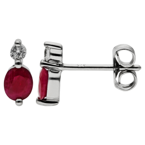 9ct White Gold Diamond & 0.50ct Ruby Earrings