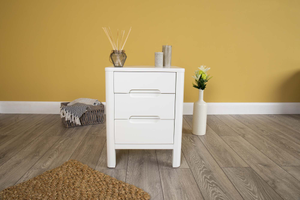 Soft White 2+1 Drawer Bedside Table - Style 1 - CLEARANCE