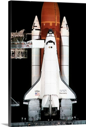 Space Shuttle Illuminated At Night