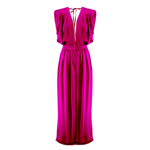 Fuchsia Maxi Draped Jumpsuit (L)