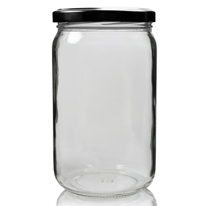 720ml Clear Glass Food Jar With Lid - Black