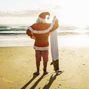 Moonpig Moonpics Photographic Santa With A Surf Board Christmas Card
