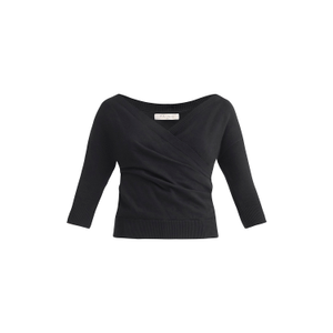 Knitted Wrap Top In Black (XL)