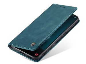 CaseMe Slim Synthetic Leather Wallet Case with Stand for Samsung Galaxy S22 - Teal