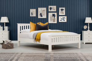 Boston Soft White Solid Wood Bed Frame - 5ft King Size