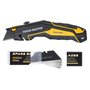 TOUGH MASTER Retractable Utility Knife Retractable Trimming Utility Knife with 4 SK2 Blades & 10 Piece Extra Utility Knife Blades