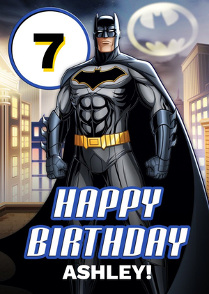 Illustrated Batman Kids 7th Birthday Card