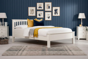 Boston Soft White Solid Wood Bed Frame - Low Foot End - 4ft Small Double