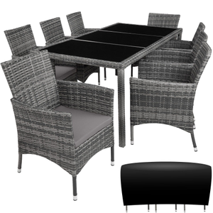 Garden Furniture Set Almansa - 8 chairs, dining table, with protective cover