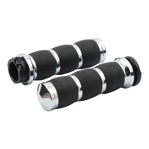Avon Performance Velvet Air Cushioned Grips In Chrome For 1974-2022 Harley Davidson Single And Dual Throttle Cable Models (AIR-93)