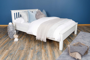 Boston Soft White Solid Wood Bed Frame - Low Foot End - 5ft King Size