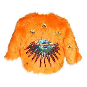 Planet Queen Orange Faux Fur Jacket (L)