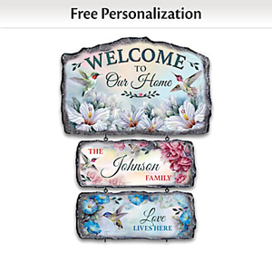 Hummingbird Greetings Personalized Welcome Sign Collection