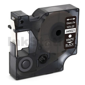 Dymo SD45021 / S0720610 Compatible 12mm White Text on Black Label Cassette - 7 meters