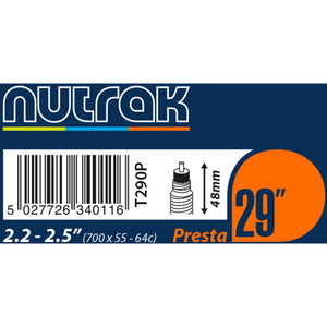 TUBE Nutrak 29 X 2.2 - 2.5 Prt Black 29 x 2.2 inches presta