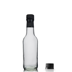 250ml Clear Glass Wine Bottle With Screw Cap & Tear Off Wrap - Black