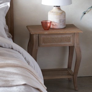 Sienna Rattan Bedside Table, Weathered Oak / Rattan
