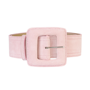 Suede Square Buckle Belt - Blush Pink (S)