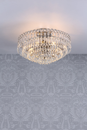 Laura Ashley Enid Semi Flush Ceiling Light Polished Nickel Crystal