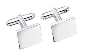 Sterling Silver Solid Square Bar Cufflinks