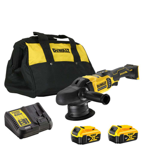 DeWalt DCM848P2 Cordless 18V XR 125mm Dual Action Polisher Set With Carry Bag, 2x5Ah Batteries and Charger