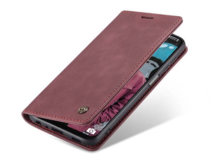CaseMe Slim Synthetic Leather Wallet Case with Stand for Samsung Galaxy A23 - Burgundy