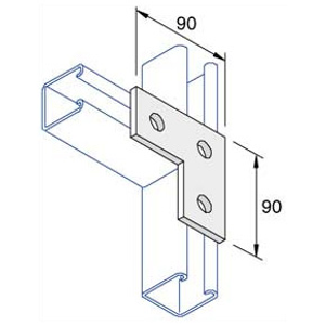 90 Degree Channel Flat L Plate 3 Hole M14 90 x 90mm Hot Dipped Galvanised Each - CF7