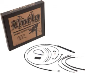 Burly Brand 12 Inch Apehanger Cable/Line Extension Kit in Black Finish For 2018-2024 FLSB, FXBB, FXBR/S, FXLR, FXST With ABS (B30-1254)