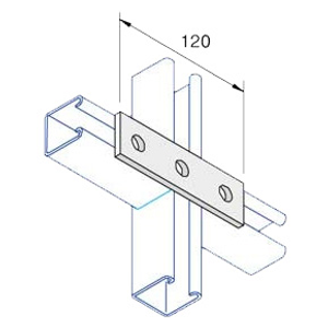 3 Hole Channel Flat Plate 120 x 40 x 5mm M14 Holes Hot Dipped Galvanised Each - CF3
