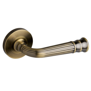 Whitby Lever on Large Rose Door Handle - Antique Brass - Pair - Designer Levers