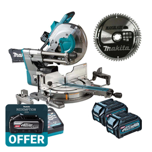 Makita LS003GD202 40V Max XGT Brushless 305mm Compound Mitre Saw with 2x 2.5Ah Batteries