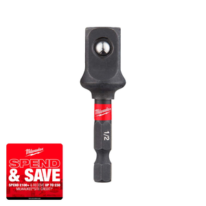 Milwaukee 4932478803 Shockwave™ Impact Duty Socket Adaptor - 1/4" Hex to 1/2" Square