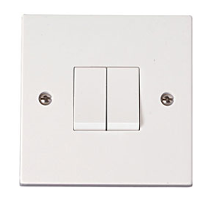 Click PRW012 Polar 10A 2 Gang 2 Way Plate Switch White