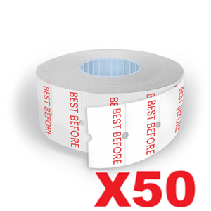 50 Rolls 'BEST BEFORE' Labels 21x12mm for Single Line Pricing Guns