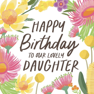 Moonpig Christie Williams Typographic Illustrated Floral Daughter Birthday Card