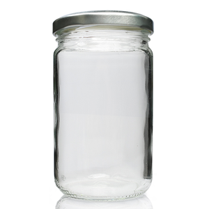 300ml Clear Glass Jar & Twist-Off Lid - Silver