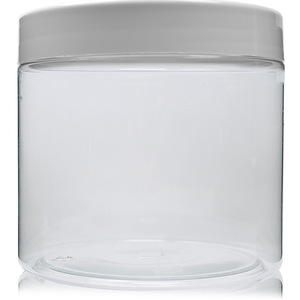 650ml Clear PET Straight Cylindrical Jar & 100mm I.H.S. Lid - White