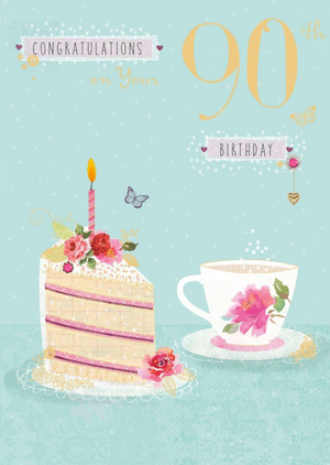 Illustrated Afternoon Tea 90th Birthday Card