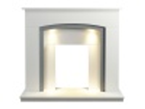 Adam Savanna Fireplace in Pure White & Grey with Downlights, 48 Inch