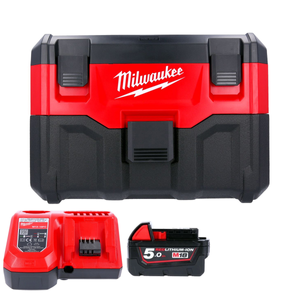 Milwaukee M18VC2 18V 2nd Generation Wet & Dry Vacuum Cleaner With 1 x 5.0Ah Battery & Charger
