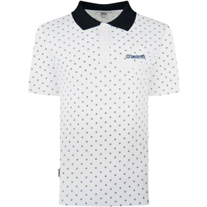 Lambretta Mens Target AOP Premium Short Sleeve Polo Shirt - M / White/Navy