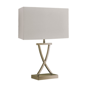 7923AB Club Table Lamp Antique Brass Cream Rectangle Shade