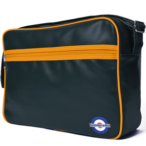 Lambretta Mens Retro Flight Faux Leather Satchel Bag - One Size / Black/Mustard