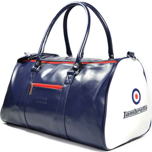 Lambretta Mens Retro Sports Zipped Faux Leather Duffle Bag - L / Navy