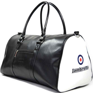 Lambretta Mens Retro Sports Zipped Faux Leather Duffle Bag - L / Black