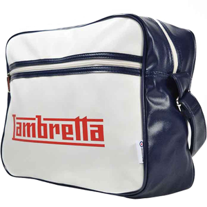 Lambretta Retro Flight Faux Leather Satchel Bag - One Size / Navy/White