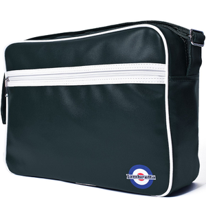 Lambretta Mens Retro Flight Faux Leather Satchel Bag - One Size / Black/White